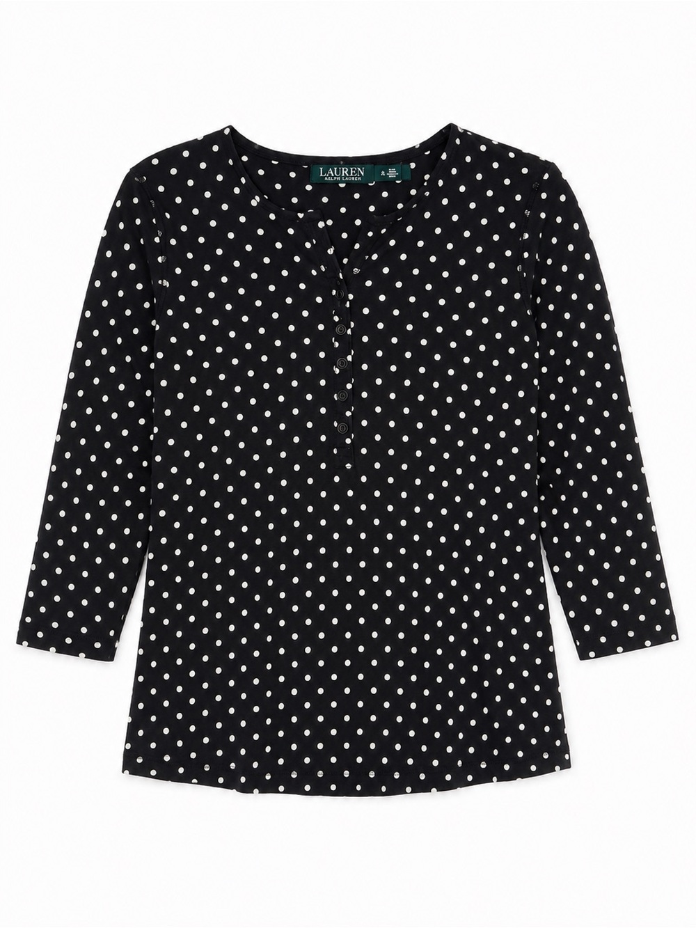 Lauren Ralph Lauren Black and White Polka Dot Henley